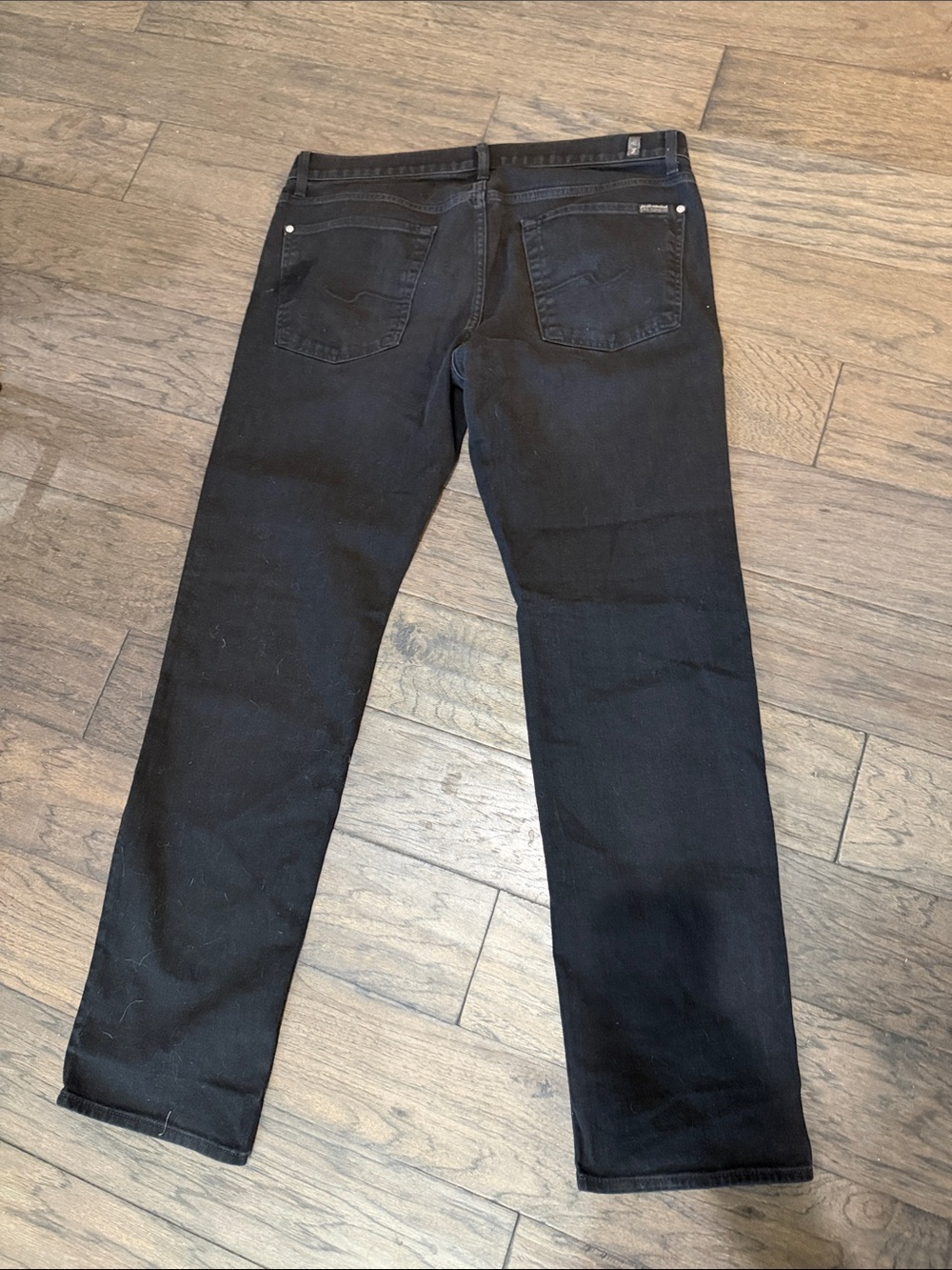 7 For All Mankind Men's Black Straight Jeans